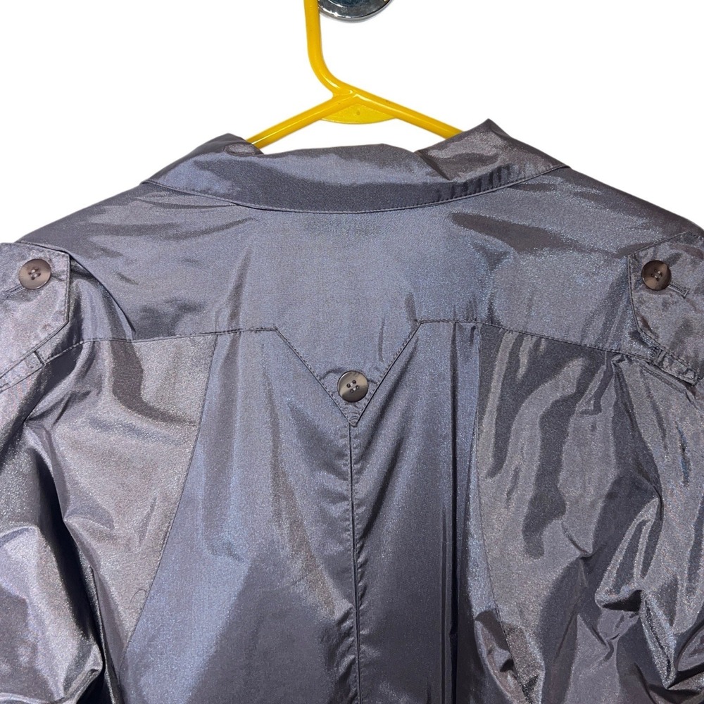 British Mist Women's Long Trench Coat Size 10 Gray Double Breasted Belted 48" - Picture 8 of 11